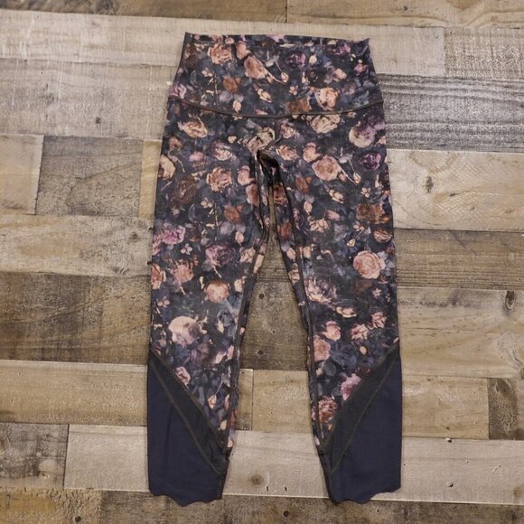 Lululemon Wunder Under High Rise Crop Scallop women's 8 floral Full-On Luxtreme - Picture 1 of 10